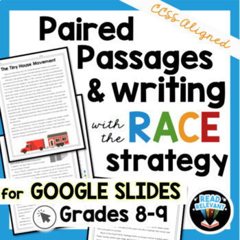 Preview of Paired Passages & the RACE Strategy Writing Prompts Digital, 8-9th Grade