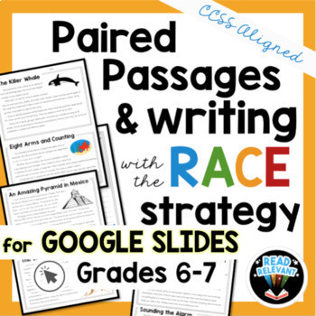 Preview of Paired Passages & the RACE Strategy Writing Prompts, Digital for 6-7th Grades