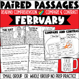 Paired Passages February Reading Comprehension No Prep Activities