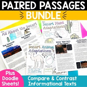 Preview of Paired Passages with Doodle Sheets BUNDLE Compare Contrast Paired Texts
