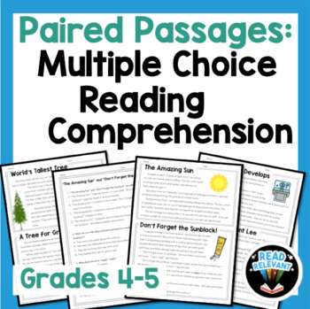 paired passages with multiple choice reading comprehension grades 4 5