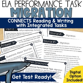 Preview of Paired Passages with Writing Prompt SBAC Performance Task ELA Test Prep 3rd 4th