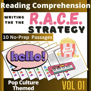 Preview of Paired Passages with Writing Prompts Text POP CULTURE Race writing prompts