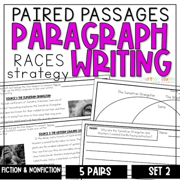 Preview of Paired Passages with Writing Prompts - Writing Practice - RACES Strategy | Set 2