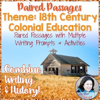 Preview of Paired Passages with Writing Prompts and Activities - Theme: Colonial Education