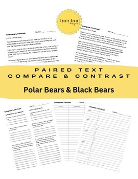 Preview of Paired Text | Compare & Contrast | Polar Bears & Black Bears