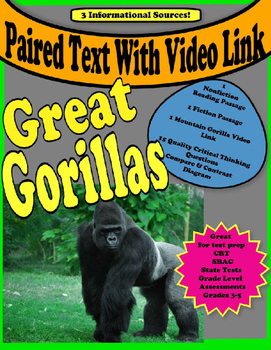 Preview of Paired Text - Gorillas - Animals - Compare and Contrast - SBAC - CRT