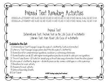 Preview of Paired Text (Informational & Poetry) Games/Activities Life Cycle of a Butterfly