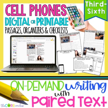 Preview of Paired Text Passages - Cell Phones Opinion Writing - Print & Digital