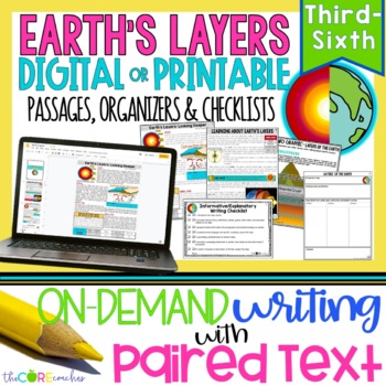 Preview of Paired Text Passages - Earth's Layers Informational Writing - Print & Digital