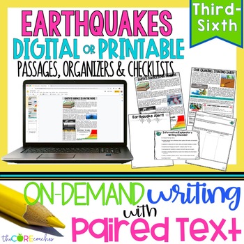 Preview of Paired Text Passages - Earthquakes Informational Writing - Print & Digital