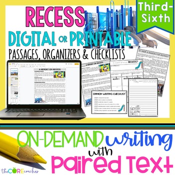 Preview of Paired Text Passages - Recess - Back to School Opinion Writing - Print & Digital