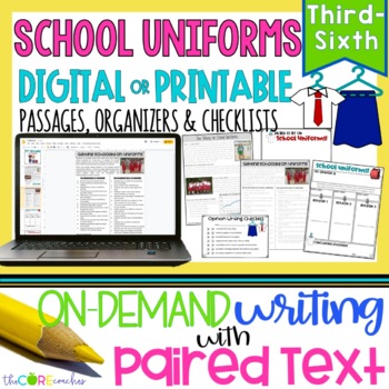 Preview of Paired Text Passages - Uniforms - Back to School Opinion Writing 