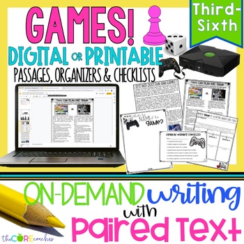 Preview of Paired Text Passages - Video vs. Board Games Opinion Writing - Print & Digital
