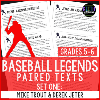 Preview of Baseball Paired Texts: Mike Trout and Derek Jeter (Grades 5-6)