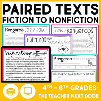 Preview of Paired Texts Fiction to Nonfiction Paired Passages Text Integration 4th 5th 6th