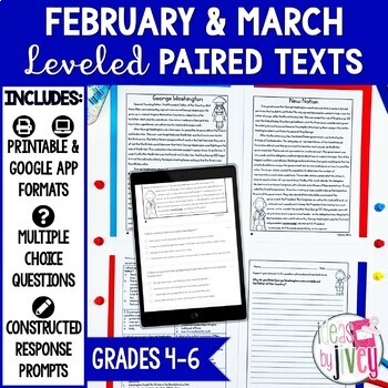 Preview of Paired Texts [Print & Digital]: February and March Leveled Grades 4-6 