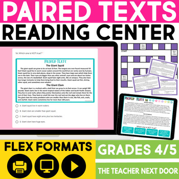 Preview of Paired Texts Reading Center - Paired Passages Reading Game Activity