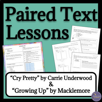 Preview of Paired Texts Song Lyric Analysis Close Reading Lesson Plans - High School ELA