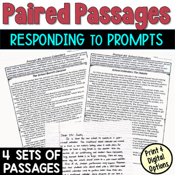 Preview of Paired Texts Passages with Writing Prompts: Four Sets of Practice Passages