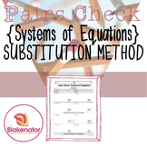 Pairs Check Activity - Solving Systems of Equations (Subst