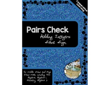 Preview of Pairs Check - Adding Integers with the Same Signs