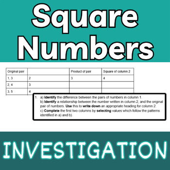 Preview of Pairs and Squares Investigation (MYP criterion B)