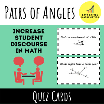 Preview of Pairs of Angles (Vertical, Supplementary, Complementary, etc...)  - Quiz Cards
