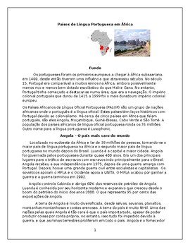 Preview of Paises Africanos que Falam Portugues/Portuguese African countries(Portugues)