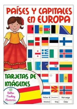 Preview of Países y capitales en Europa (countries in Europe) Spanish flash cards