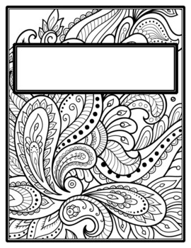 Paisley Binder Covers, Spines, Coloring Pages, Back to School Ancient India