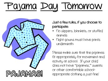 Pajama Day Worksheets Teaching Resources Teachers Pay Teachers