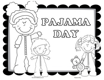 pajama day clip art black and white