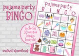 Pajama Party Bingo | Sleepover Bingo | Slumber Party Bingo