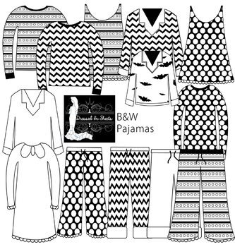pajamas clipart black and white