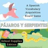 Pájaros y Serpientes: School Supplies Vocabulary Board Gam