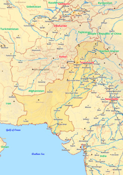 Preview of Pakistan map with cities township counties rivers roads labeled
