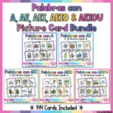 Palabras Con A, AE, AEI, AEIO & AEIOU Picture Card Bundle