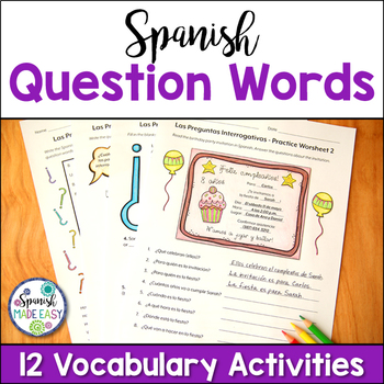 Preview of Palabras Interrogativas (Question Words) Spanish Vocabulary Activities