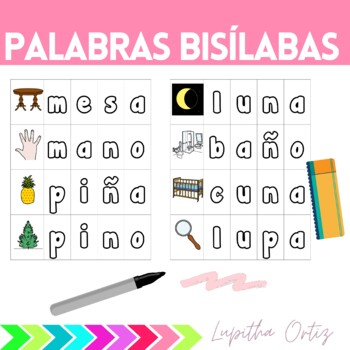 Palabras bisílabas by Lupitha Ortiz | TPT