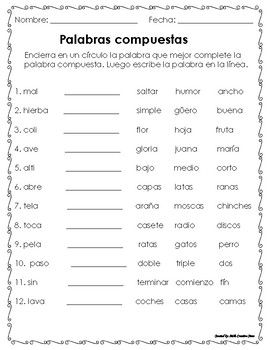 Palabras compuestas - Compound Words by M E Creative Store | TpT