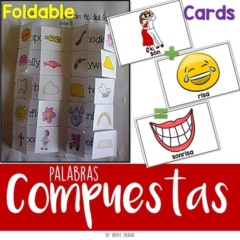 Preview of Palabras compuestas español- Compound words Foldable & Cards