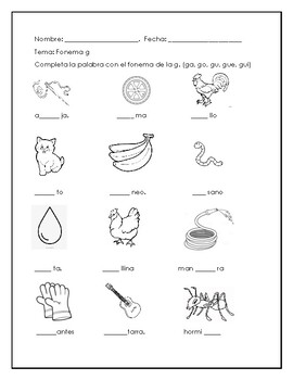 Palabras con los fonemas g y j by DSClassroom | TPT