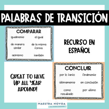 Palabras de Transición by Maestra Novoa | Teachers Pay Teachers