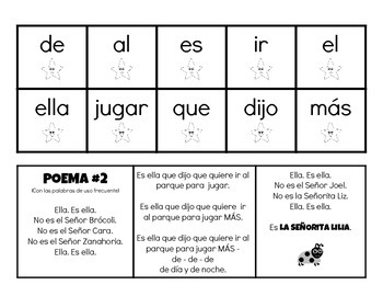 Preview of Palabras de Uso Frecuente (Spanish Immersion High Frequency Words Poem)