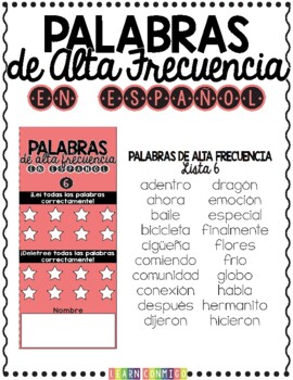 Preview of Palabras de alta frecuencia | Sight Words in Spanish | List 6