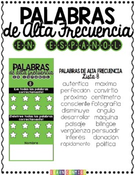 Preview of Palabras de alta frecuencia | Sight Words in Spanish | List 8