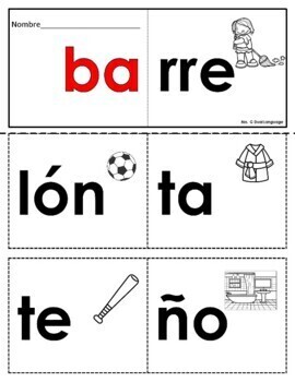 Palabras de dos silabas. Libritos de practica. Spanish Syllables Flipbooks