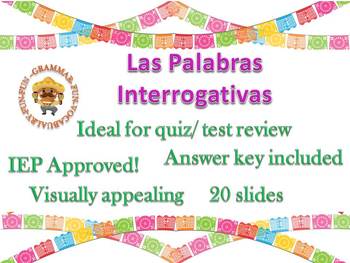 Preview of Palabras interrogativas Question words in Spanish interactive power point