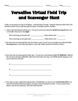 versailles virtual field trip and scavenger hunt answer key